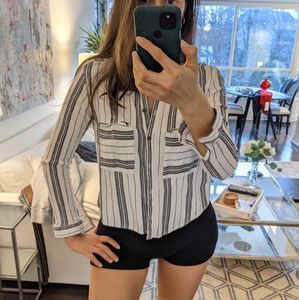 Mango Linen Button Down Top